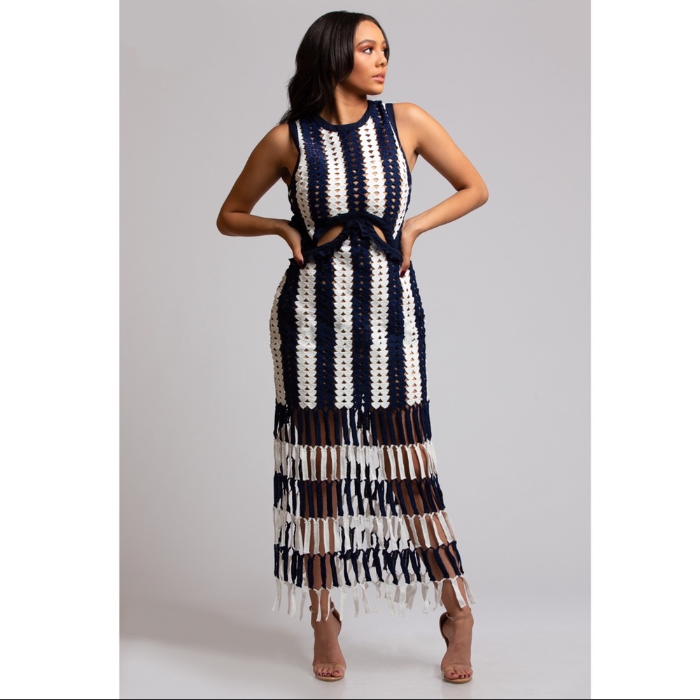 Crochet Fringe Maxi Dress